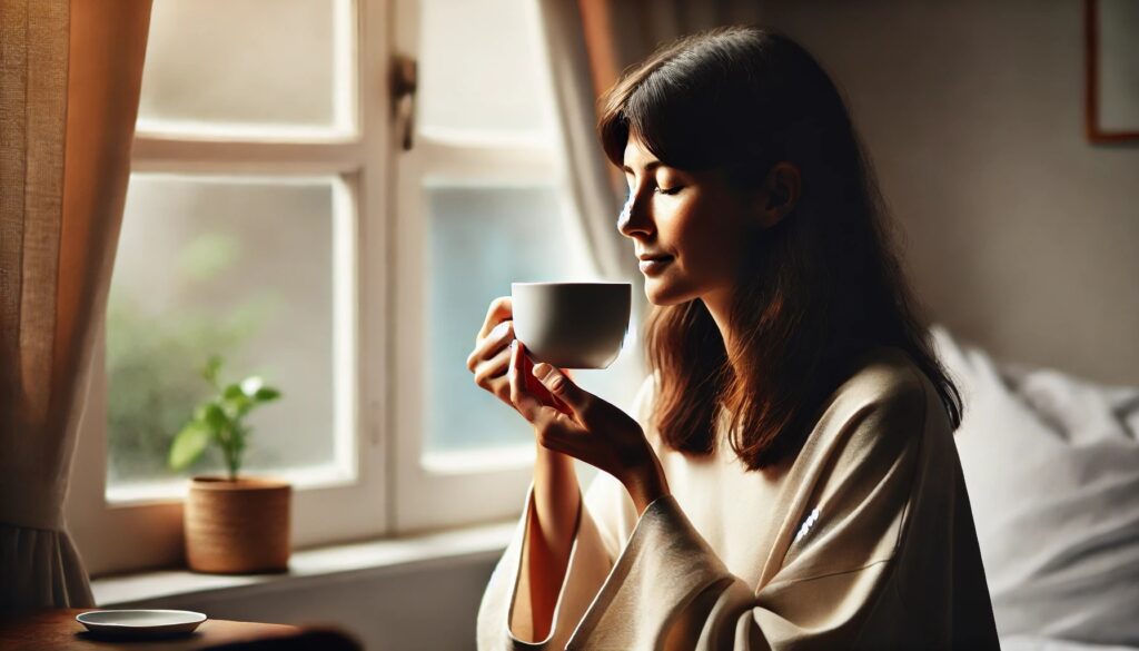 身体の感覚を使って脳を休ませる実践法を取り入れているシーン