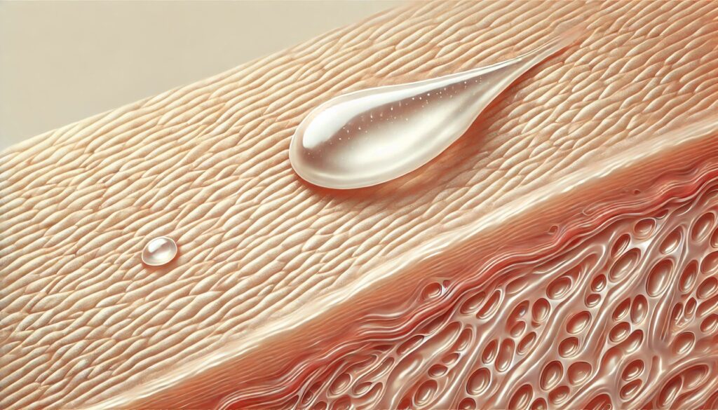 菱で肌がてかっている