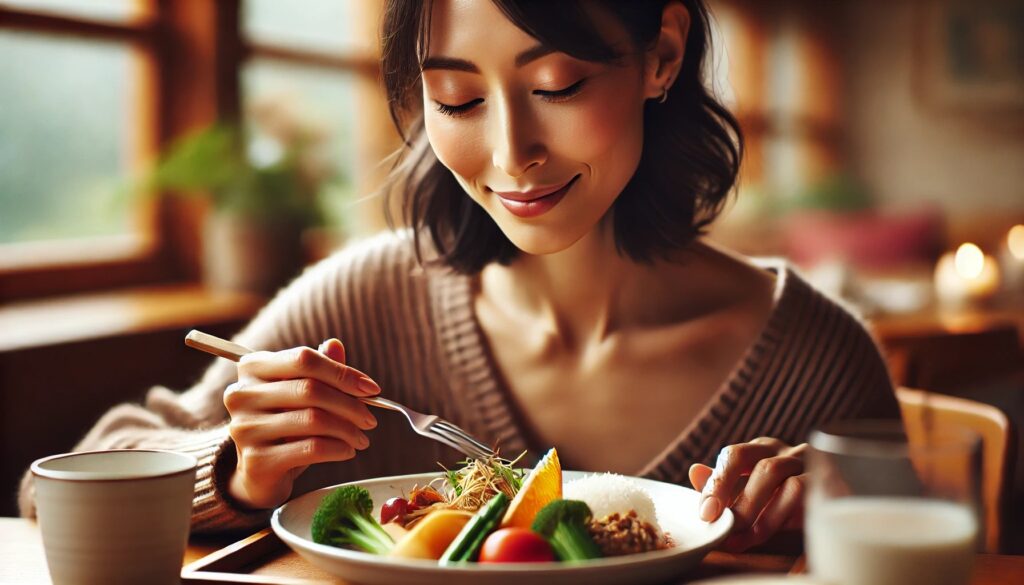 バランスのとれた食事をしている