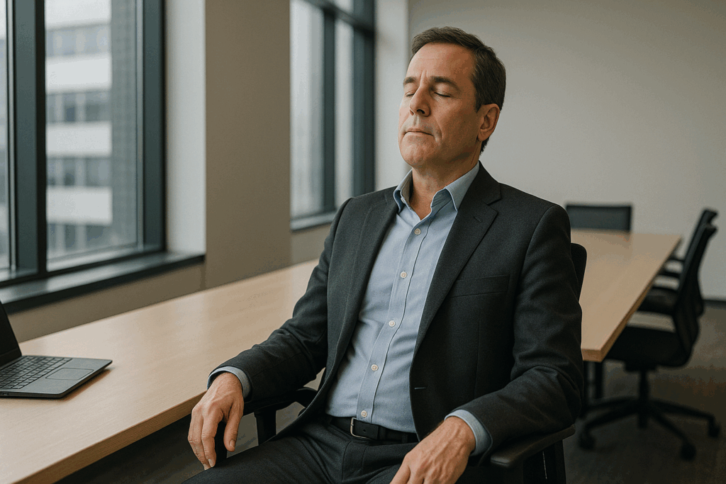 忙しいビジネスパーソンが朝の時間に自身のコンディションを整えている様子