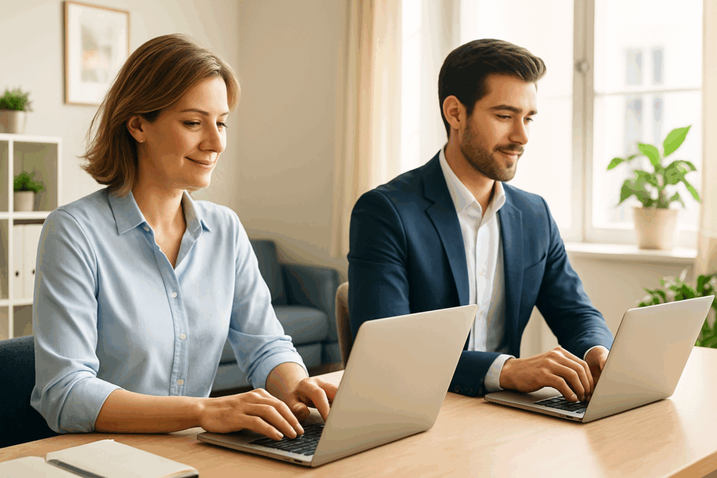 体と神経の調整によって仕事に集中できるようになった自営業者の姿。成果に直結する体の整え方