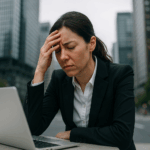 30代のビジネスパーソンが仕事量の多さに悩み、パフォーマンス低下を防ぐ方法を探している様子